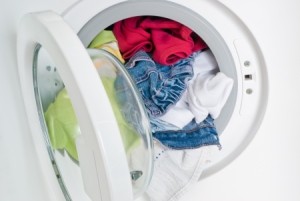 Washing Machine with Clothes