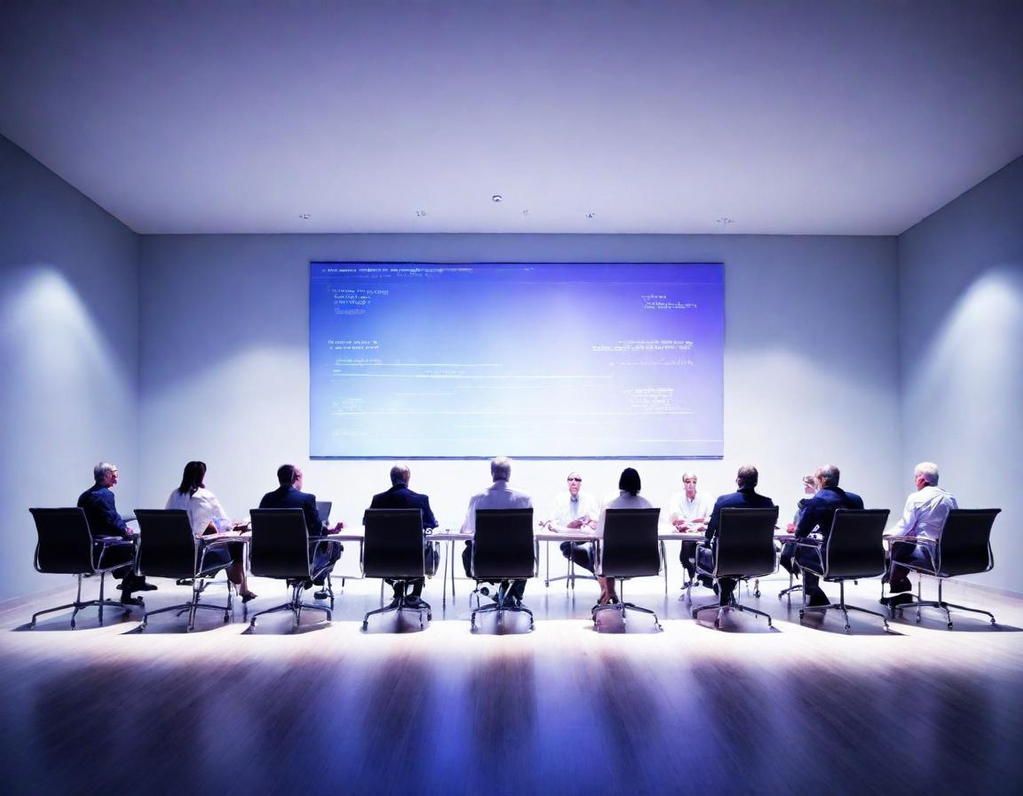 Image of a conference room with a presentation underway