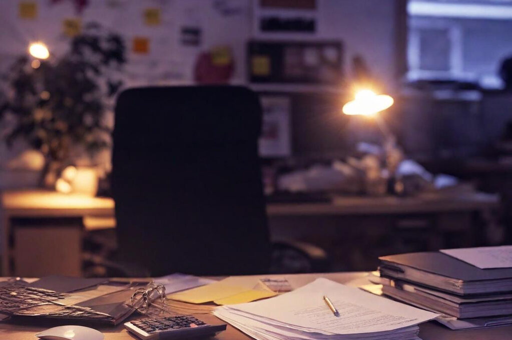 An office image late in the day