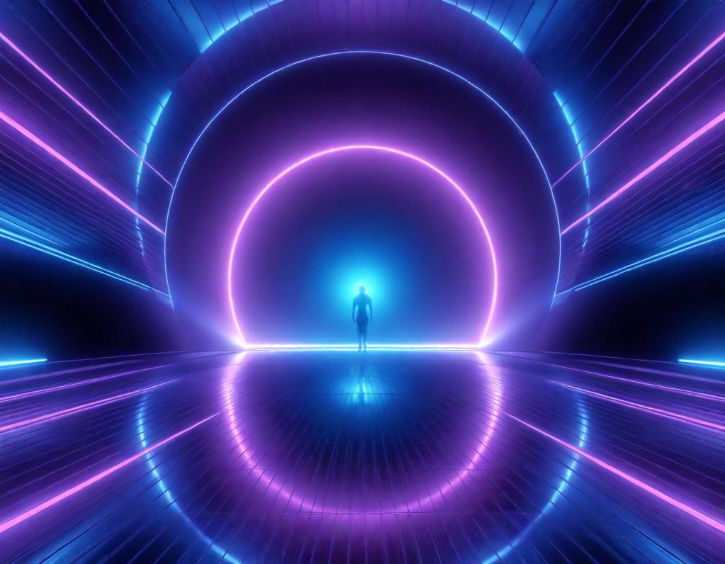 futuristic mirror with a human seeing a reflection of self