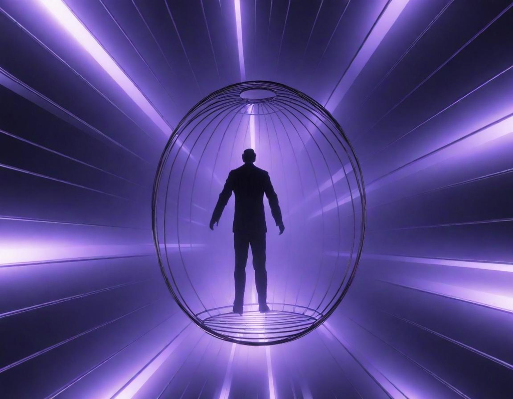 Image of a human in a cage trapped by their own loyalty and commitment