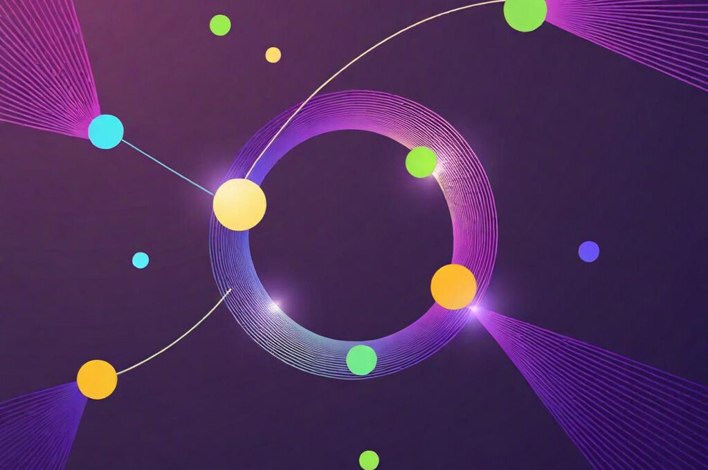 Abstract organizational chart surrounded by matrix employees