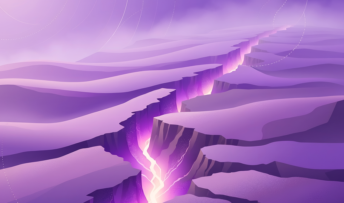 Earthen Fault Line with Lava in purple gradients