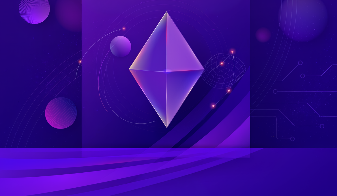 Shining Prism reflecting on a purple gradient background